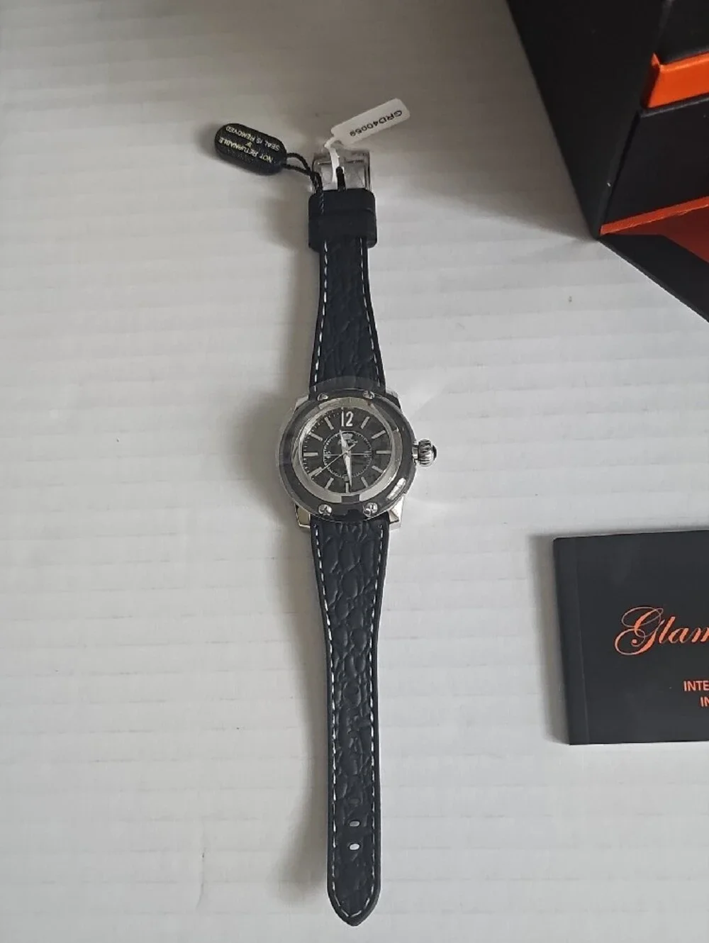New GLAM ROCK Palm Beach GRD40059 Swiss Watch Black Leather Box & Papers NWT